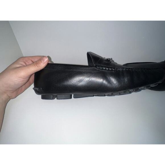 Valentino Garavani Men's Black Leather Loafers with Silver Logo Hardware - Picture 5 of 6